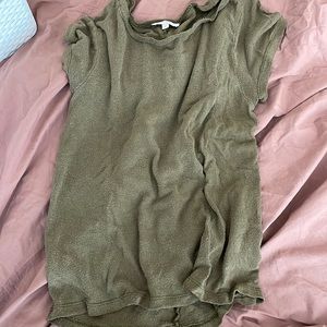 Ozma raw silk tee- olive green